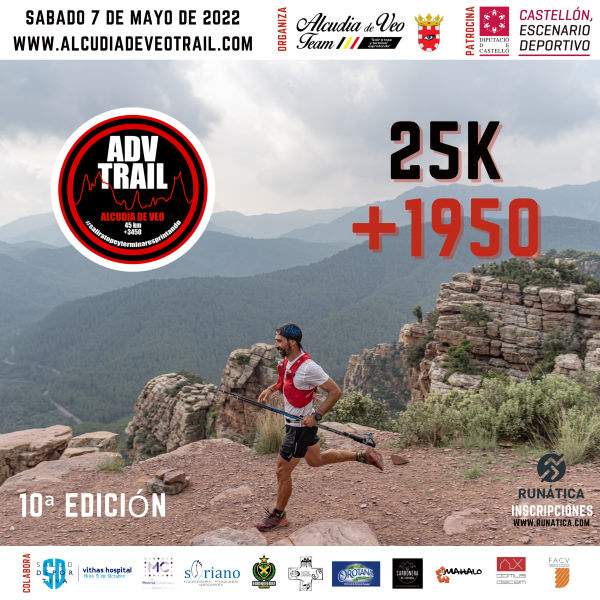 Cartel oficial de X Alcudia de Veo Trail 25K — 7 de mayo de 2022 en Alcudia de Veo, Castellón