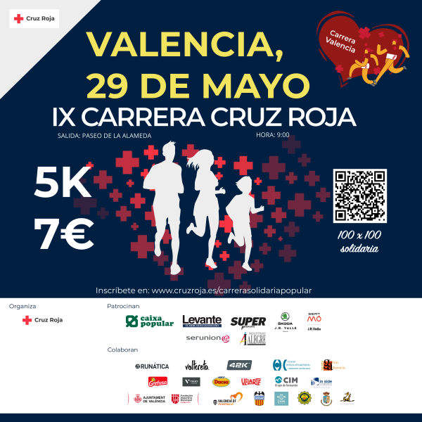 Cartel oficial de IX Carrera Cruz Roja — 29 de mayo de 2022 en Valencia, Valencia