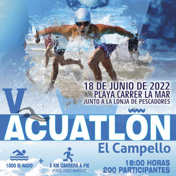 Cartel oficial de V Acuatlón El Campello — 18 de junio de 2022 en El Campello, Alicante