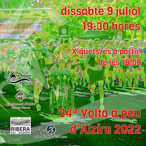 Cartel oficial de 34a Volta a Peu d'Alzira — 9 de julio de 2022 en Alzira, Valencia