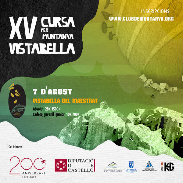 Cartel oficial de XV Cursa per Muntanya Vistabella — 7 de agosto de 2022 en Vistabella del Maestrat, Castellón