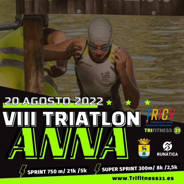 Cartel oficial de VIII Triatlón de Anna — 20 de agosto de 2022 en Anna, Valencia