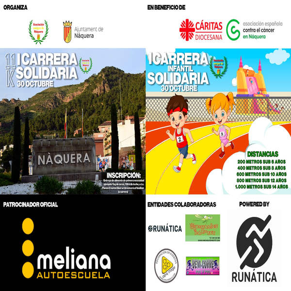 Cartel oficial de 11K Amics de Náquera Autoescola Meliana — 30 de octubre de 2022 en Náquera, Valencia