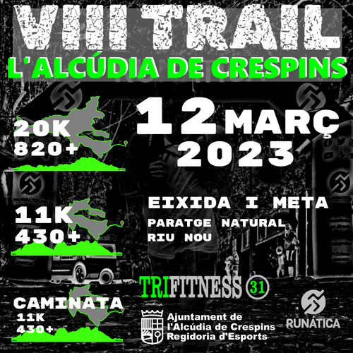 Cartel oficial de VIII Trail L'Alcúdia de Crespins — 12 de marzo de 2023 en Alcúdia de Crespins, Valencia
