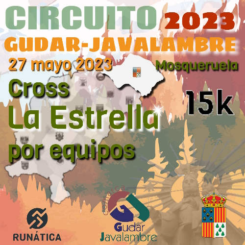 Cartel oficial de XXXV Cross de la Estrella — 27 de mayo de 2023 en Mosqueruela, Teruel