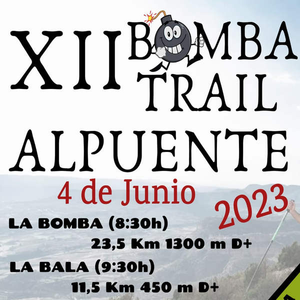 Cartel oficial de XII Bomba Trail Alpuente — 4 de junio de 2023 en Alpuente, Valencia