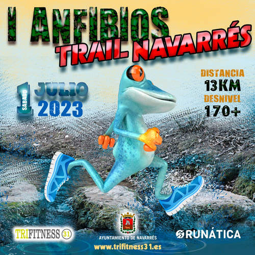 Cartel oficial de I Anfibios Trail de Navarrés — 1 de julio de 2023 en Navarres, Valencia