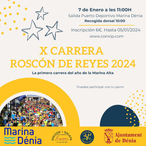 Cartel oficial de X Carrera Roscón de Reyes Denia — 7 de enero de 2024 en Denia, Alicante