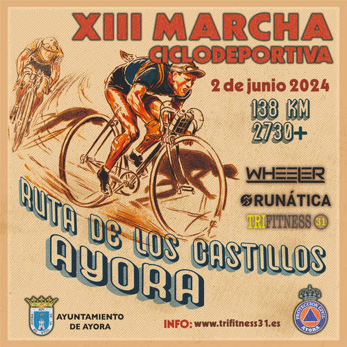 Cartel oficial de XIII Marcha Ciclodeportiva Ruta de los Castillos de Ayora — 2 de junio de 2024 en Ayora, Valencia