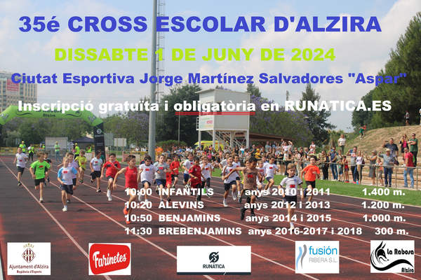 Cartel oficial de 35º Cross Escolar d'Alzira — 1 de junio de 2024 en Alzira, Valencia