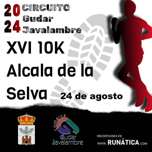 Cartel oficial de XVI 10K Alcalá de la Selva — 24 de agosto de 2024 en Alcalá de la Selva, Teruel