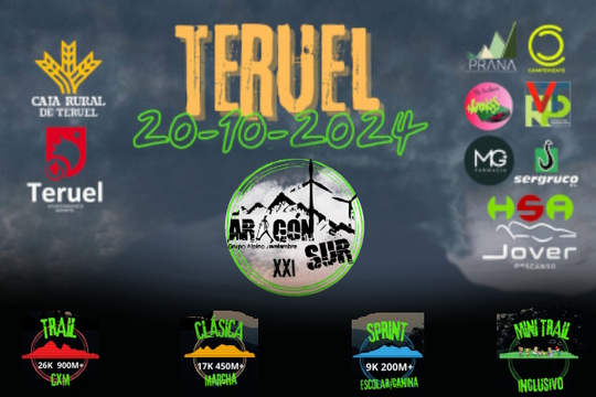 Cartel oficial de XXI Carrera Popular Aragón Sur — 20 de octubre de 2024 en Teruel, Teruel