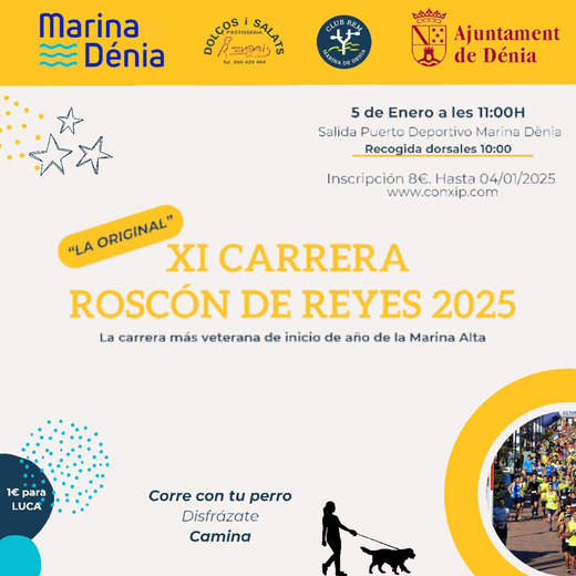 Cartel oficial de XI Carrera Roscón de Reyes Denia — 5 de enero de 2025 en Denia, Alicante