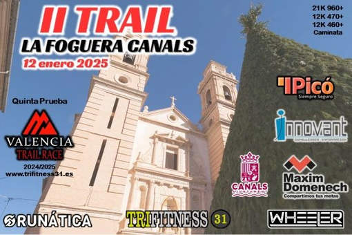 Cartel oficial de II Trail la Foguera Canals — 12 de enero de 2025 en Canals, Valencia