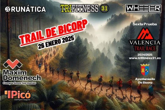 Cartel oficial de VI Trail de Bicorp — 26 de enero de 2025 en Bicorp, Valencia