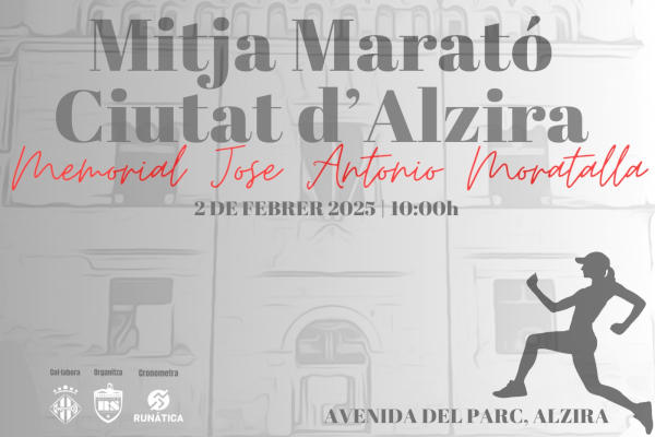 Cartel oficial de XXVI Mitja Marató Ciutat d'Alzira — 2 de febrero de 2025 en Alzira, Valencia