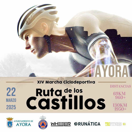 Cartel oficial de XIV Marcha Ciclodeportiva Ruta de los Castillos de Ayora — 22 de marzo de 2025 en Ayora, Valencia