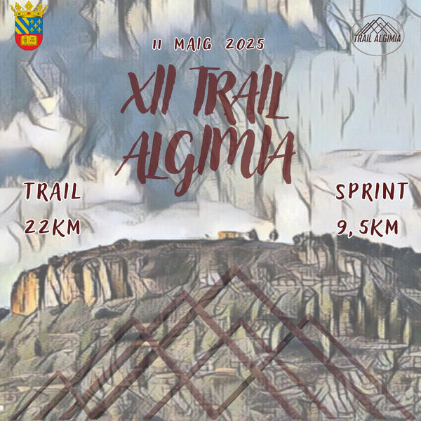 Cartel oficial de XII Trail Algímia — 11 de mayo de 2025 en Algimia de Alfara, Valencia