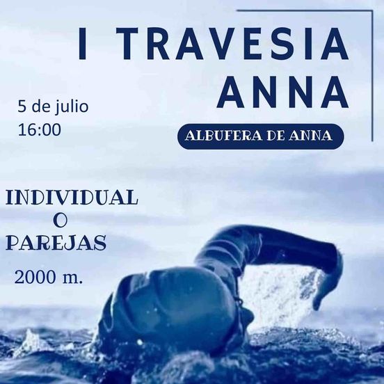 Cartel oficial de I Travesía Natación Anna — 5 de julio de 2025 en Anna, Valencia