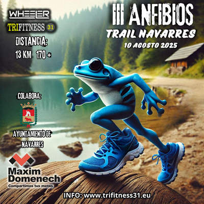 Cartel oficial de III Anfibios Trail de Navarrés — 10 de agosto de 2025 en Navarres, Valencia