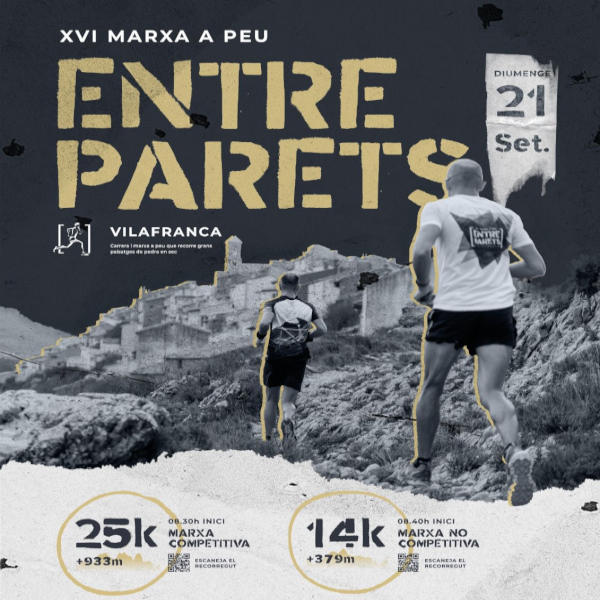 Cartel oficial de XVI Marxa a Peu Entreparets Vilafranca — 21 de septiembre de 2025 en Vilafranca, Castellón