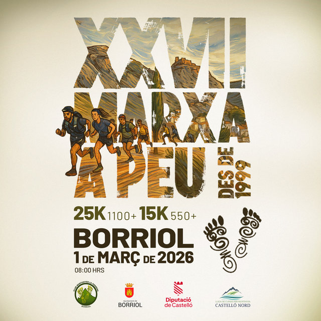 Cartel oficial de XXVII Marxa a Peu per Borriol — 1 de marzo de 2026 en Borriol, Castellón