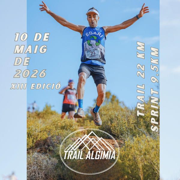 Cartel oficial de XIII Trail de Algimia — 10 de mayo de 2026 en Algimia de Alfara, Valencia