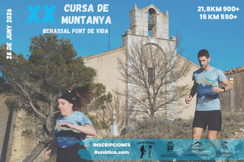 Cartel oficial de Cursa de Muntanya Benassal — 28 de junio de 2026 en Benasal, valencia