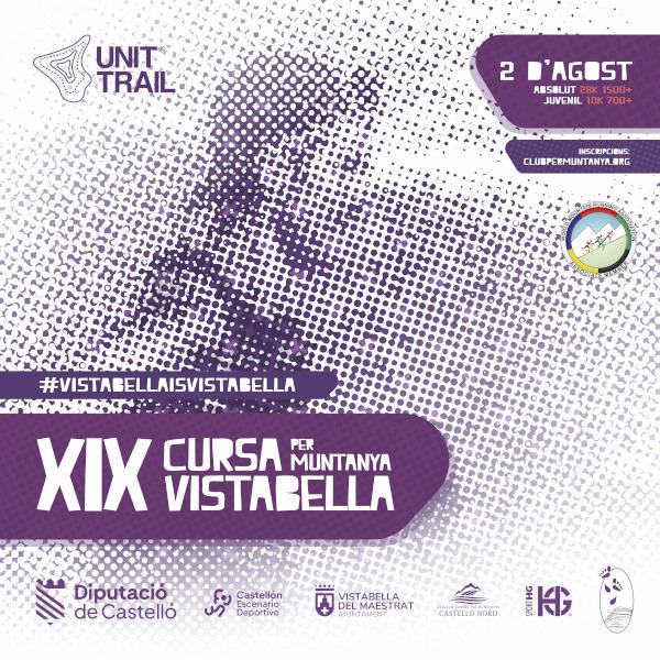 Cartel oficial de XIX Cursa per Muntanya Vistabella — 2 de agosto de 2026 en Vistabella del Maestrat, castellon