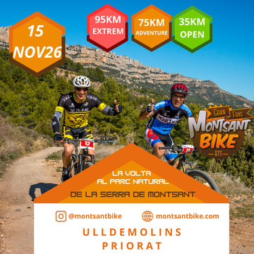 Cartel oficial de Montsant Bike — 15 de noviembre de 2026 en Ulldemolins, Tarragona